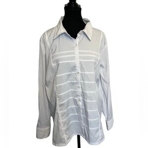 Marie Claire Classic White Shirt with embossed pattern size 2X